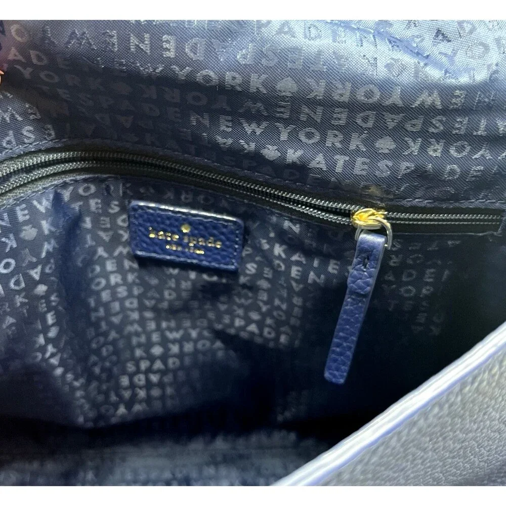 Kate Spade Miri Chester Street Handle Crossbody Bag Pebbled Leather Blue Flap